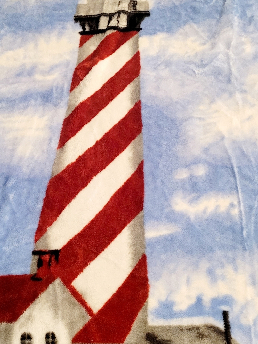 Liberty Lighthouse Scenic  Blanket in Red, Blue, White - Picture 3 of 5